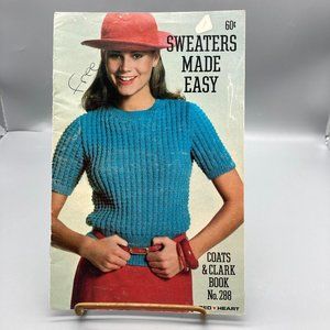 Vintage Coats and Clarks Book 288, Sweaters Made Easy Pattern Booklet for Knit